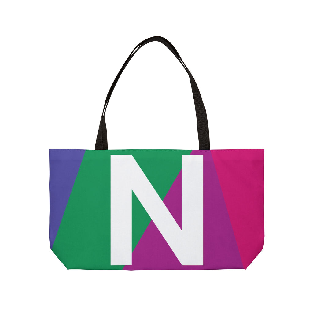 Personalized 'N' Colorblock Tote Bag — Monogram Weekender Tote