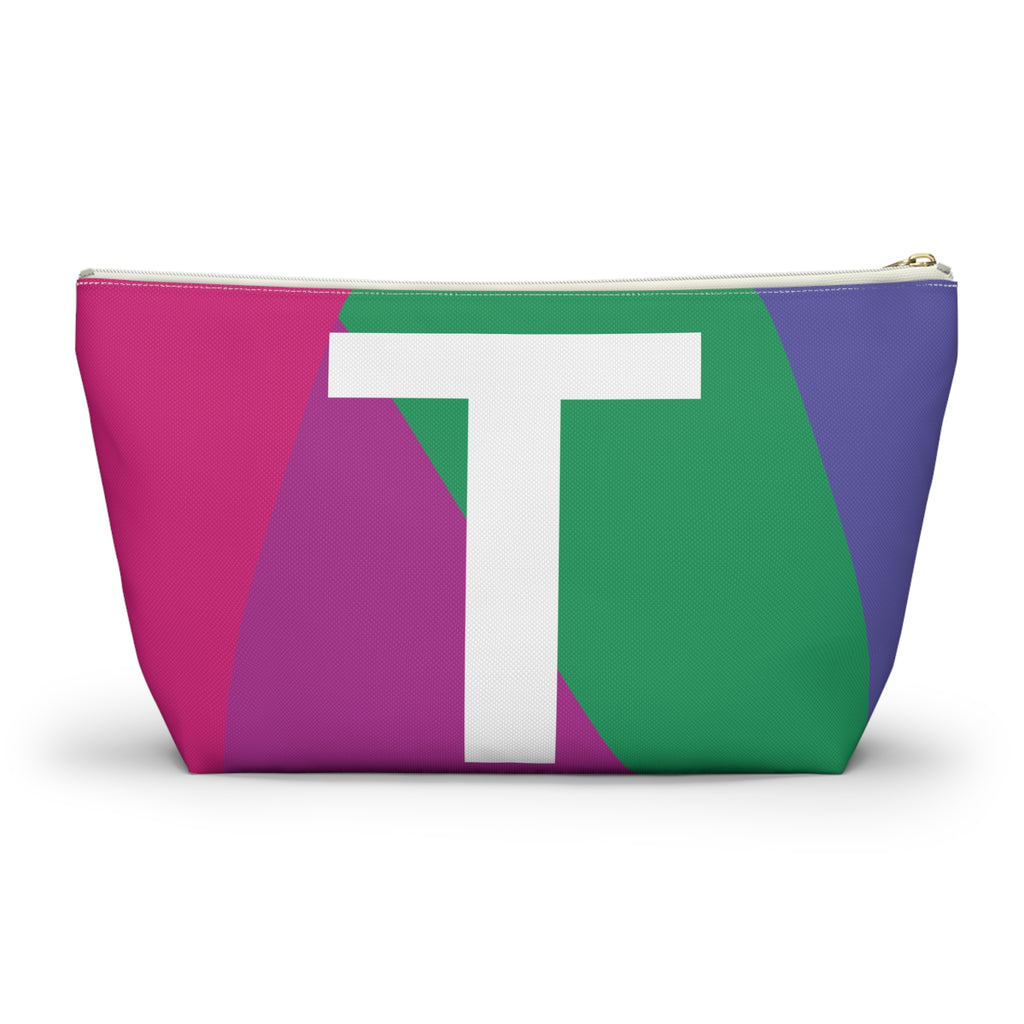 Initials Colorblock Accessory Pouch — Monogram T T-Bottom Cosmetic Bag