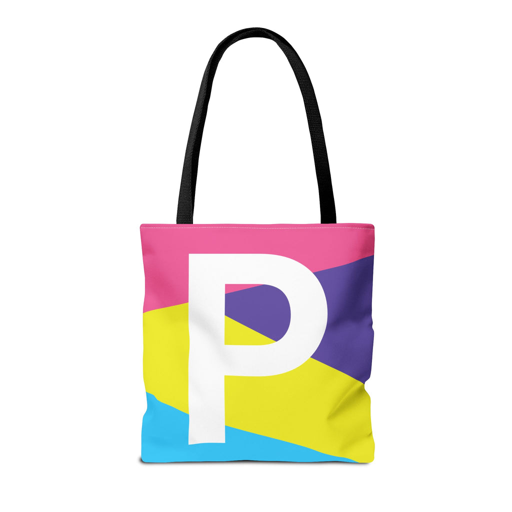Monogram 'P' Colorblock Tote Bag — Personalized Initial P Shoulder Tote