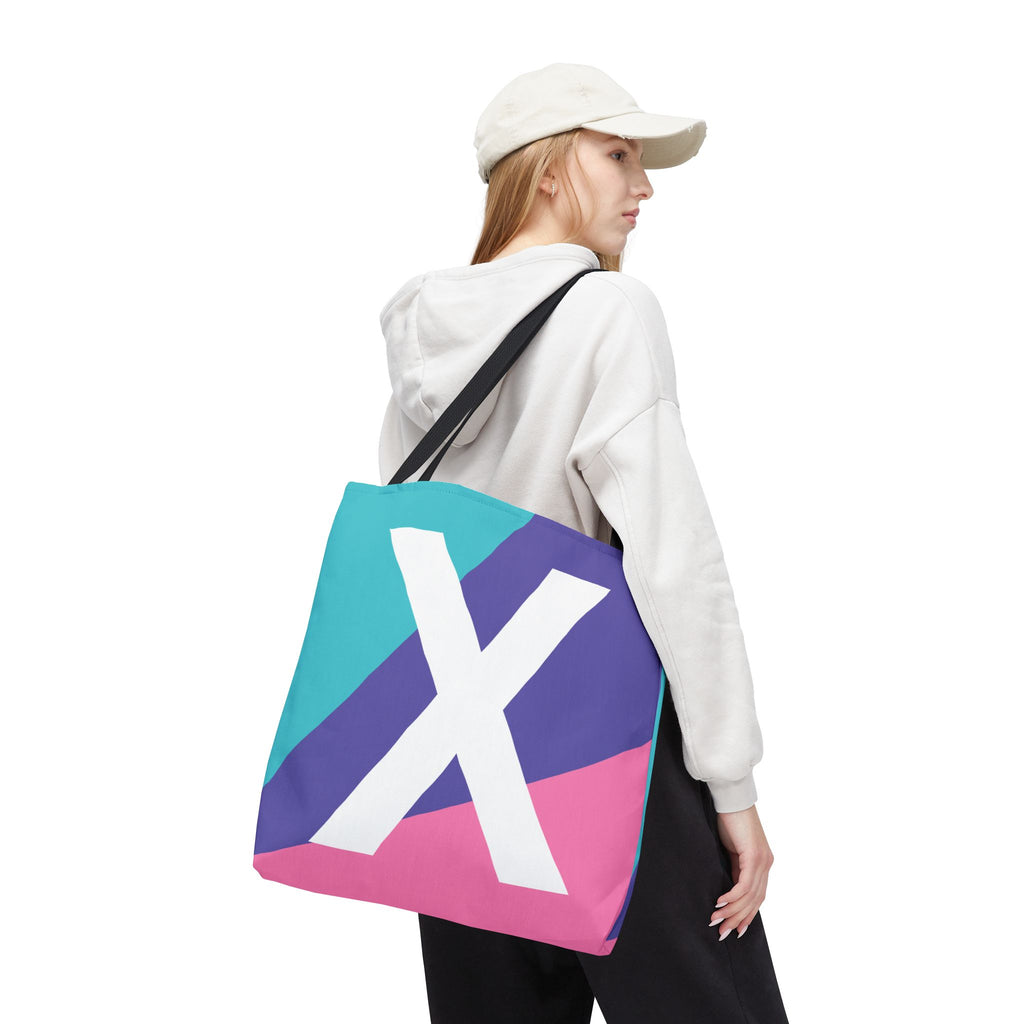 Monogram 'X' Colorblock Tote Bag — Personalized Initial X Shoulder Tote