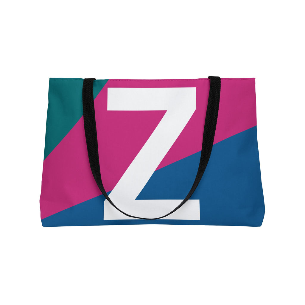 Personalized 'Z' Colorblock Tote Bag — Monogram Weekender Tote