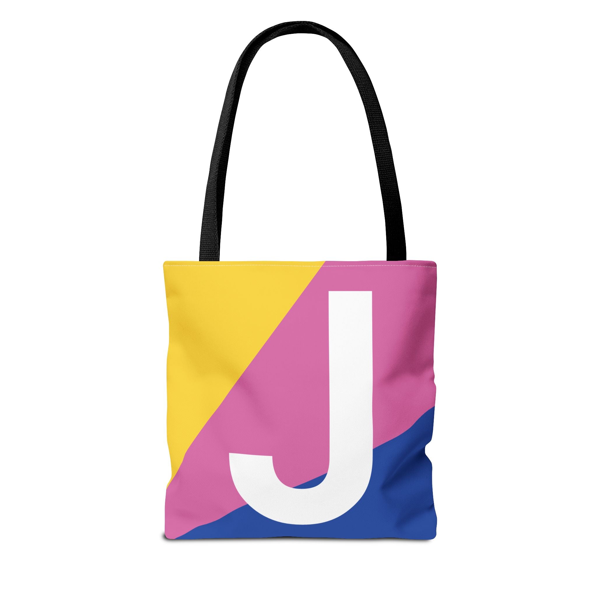 Monogram 'J' Colorblock Tote Bag — Personalized Initial J Shoulder Tote