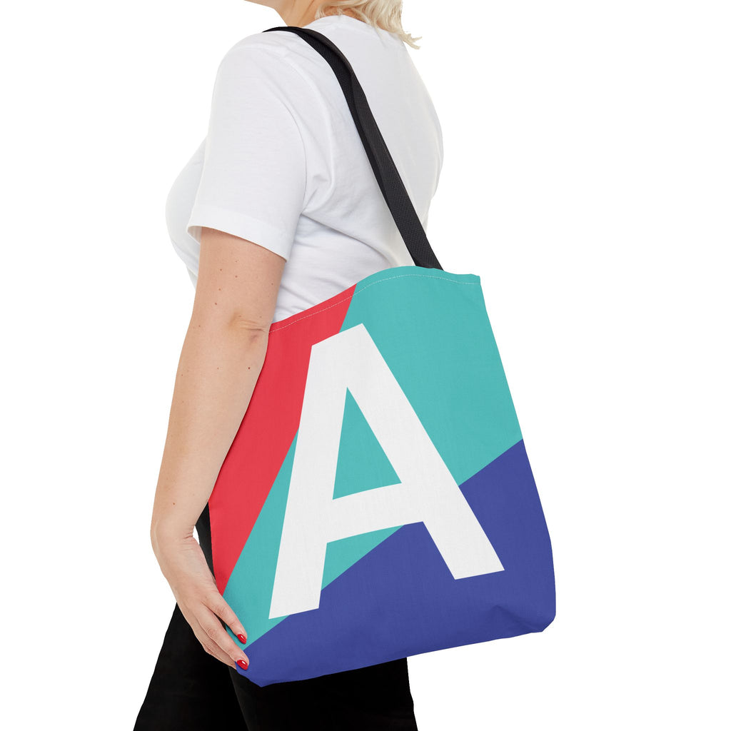 Monogram 'A' Colorblock Tote Bag — Personalized Initial A Shoulder Tote