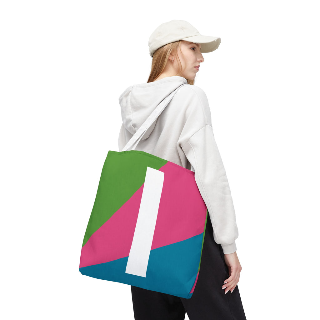 Monogram 'I' Colorblock Tote Bag — Personalized Initial I Shoulder Tote
