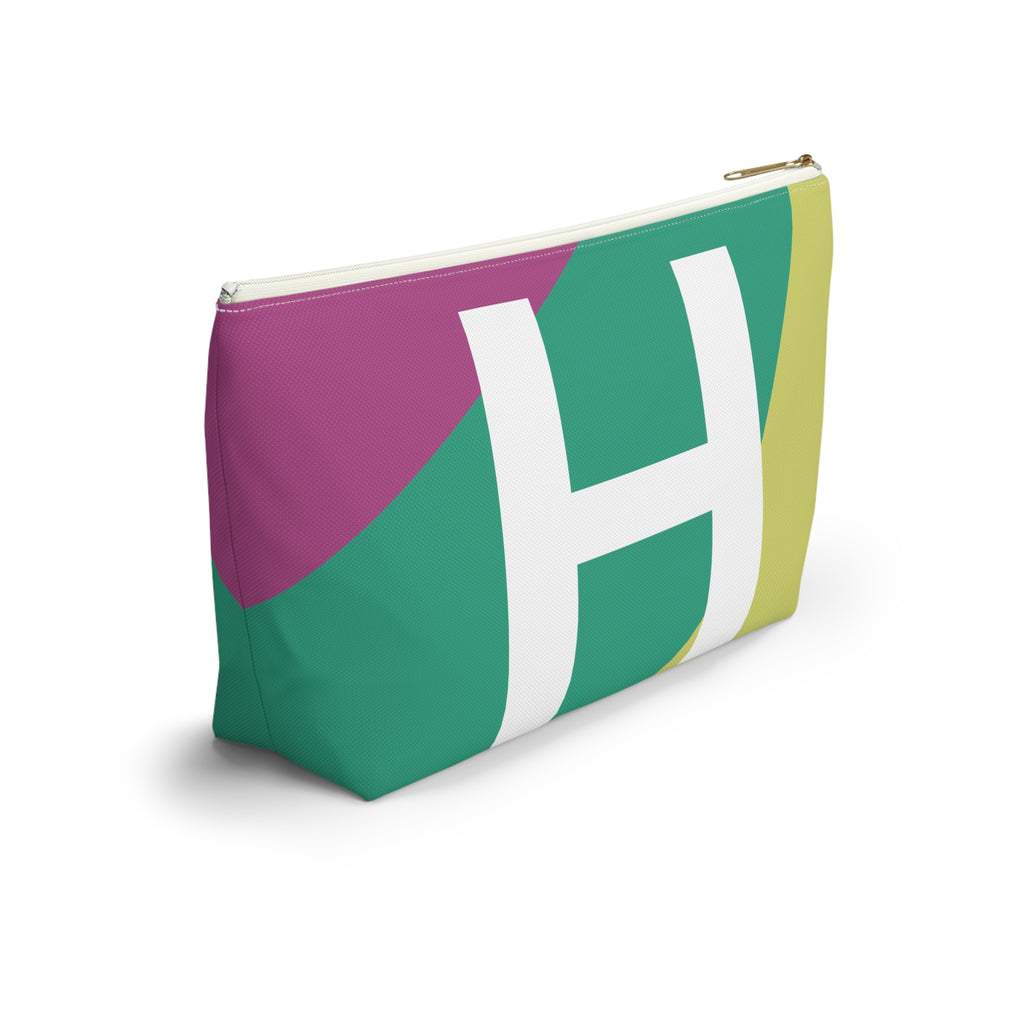 Initials Colorblock Accessory Pouch — Monogram H T-Bottom Cosmetic Bag