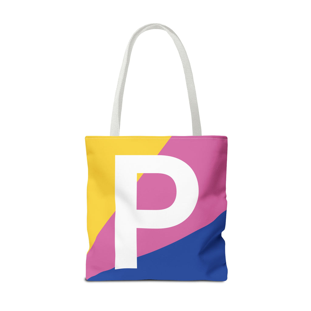 Monogram 'P' Colorblock Tote Bag — Personalized Initial P Shoulder Tote