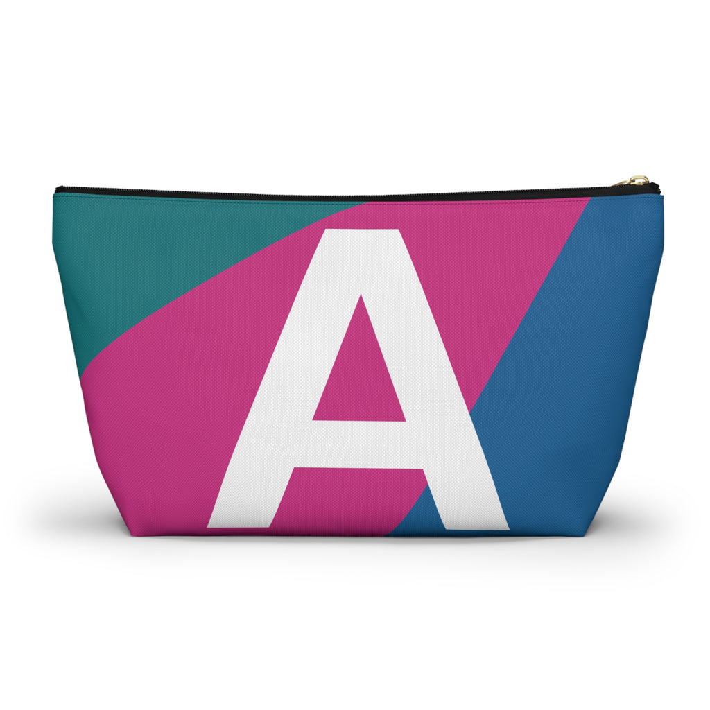 Initials Colorblock Accessory Pouch — Monogram A T-Bottom Cosmetic Bag