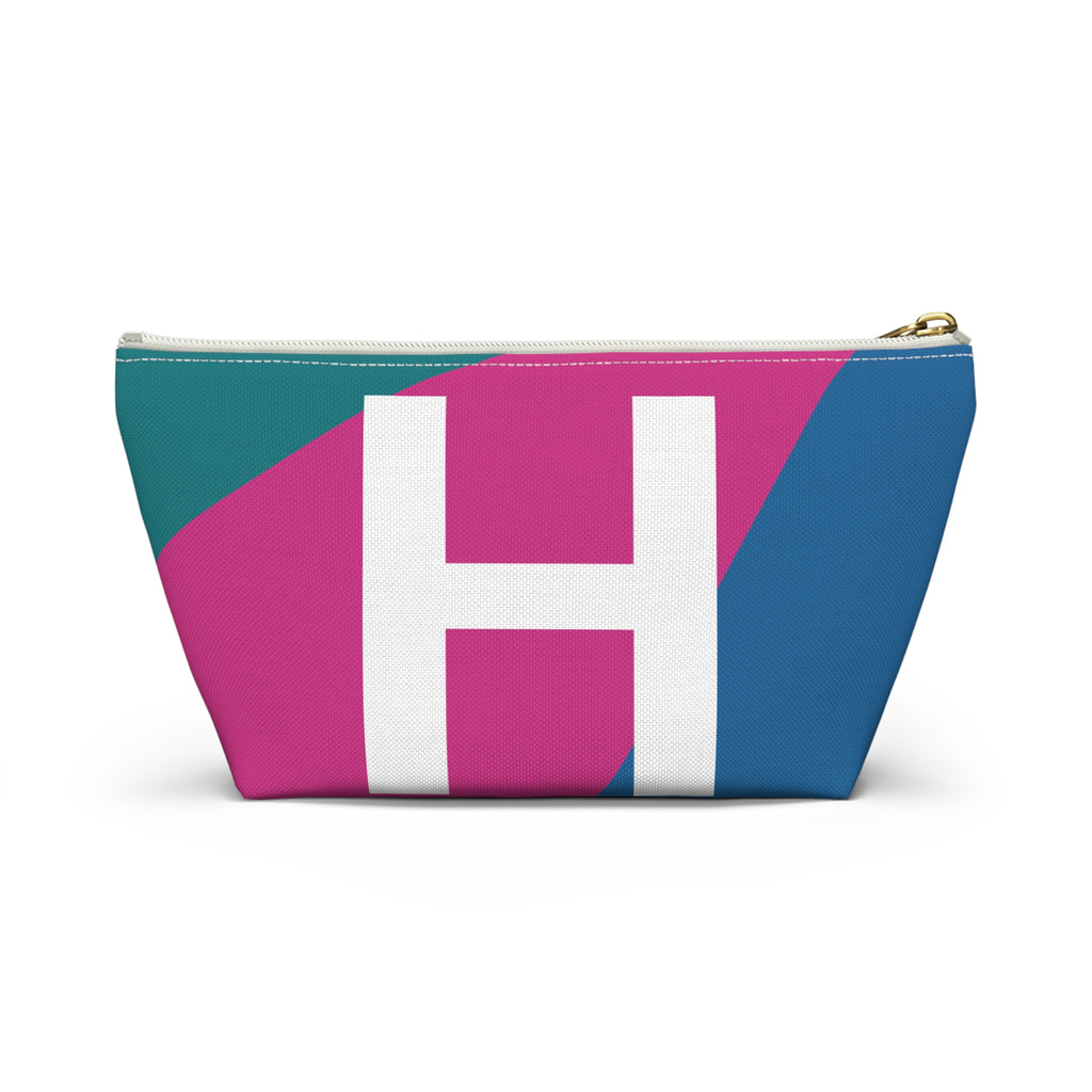 Initials Colorblock Accessory Pouch — Monogram H T-Bottom Cosmetic Bag