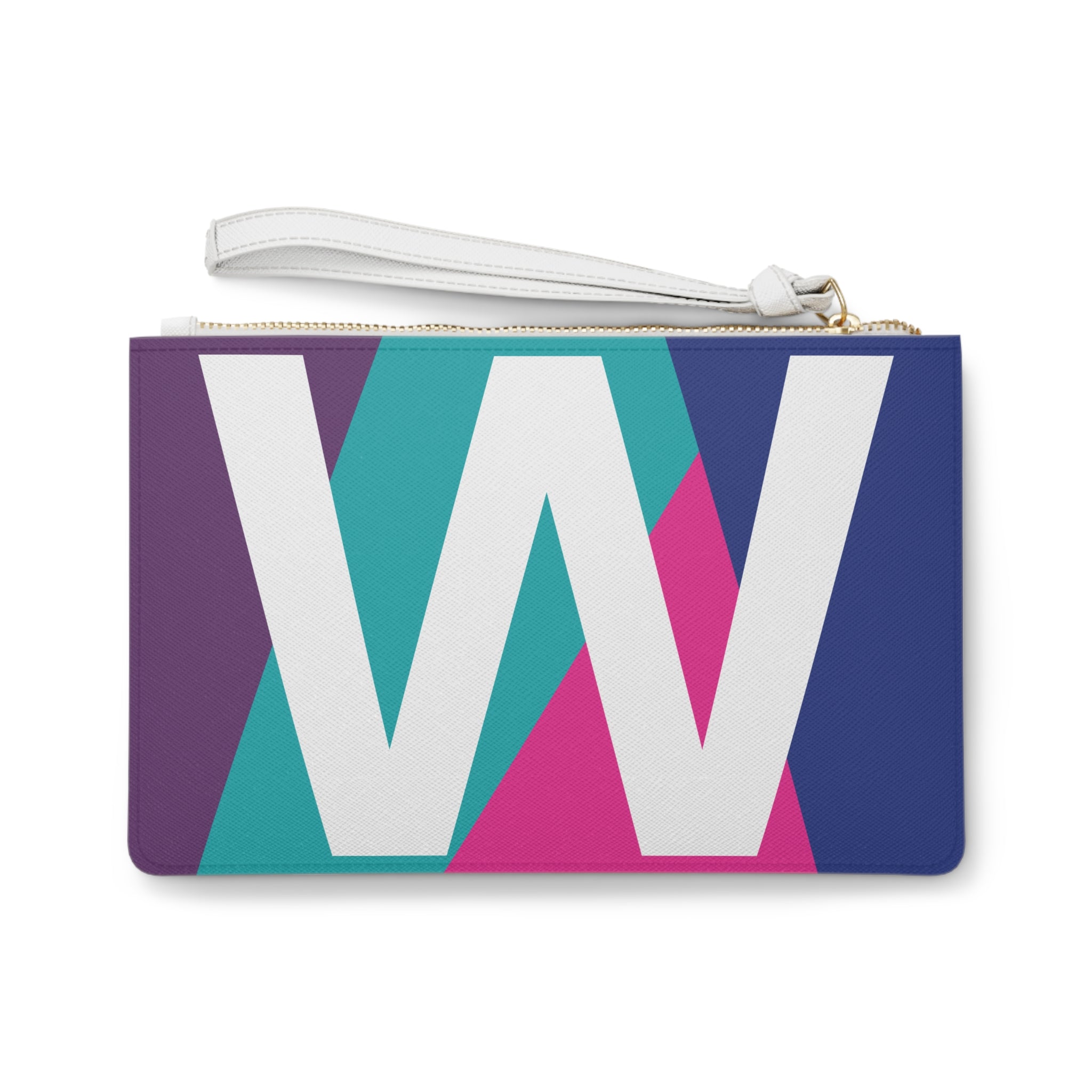 Monogram 'W' Colorblock Clutch Bag — Bold Geometric Wristlet for Everyday & Gifts