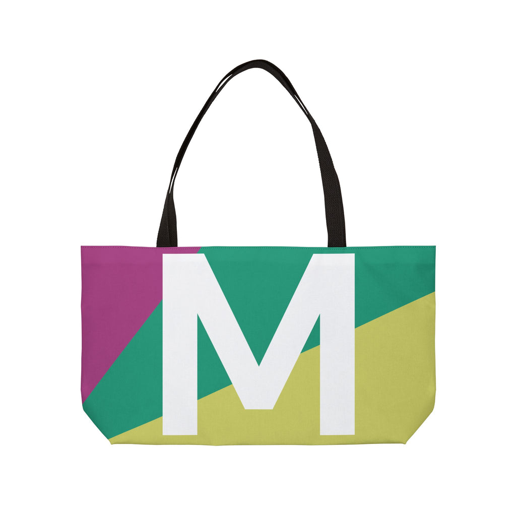 Personalized 'M' Colorblock Tote Bag — Monogram Weekender Tote
