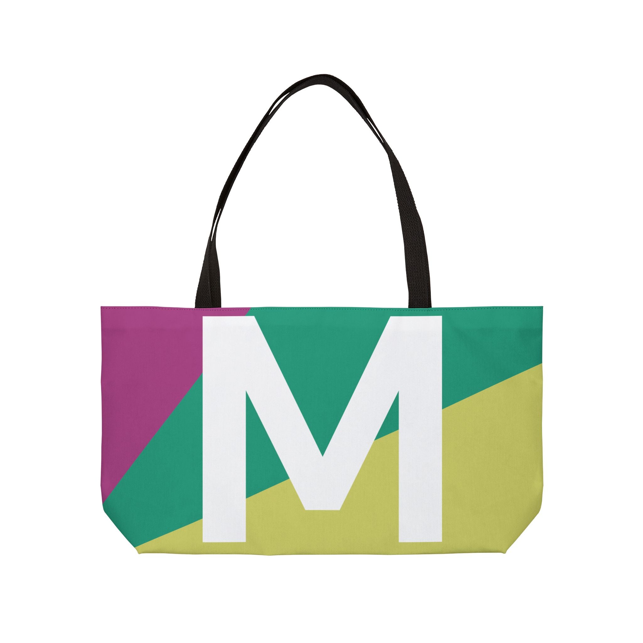 Personalized 'M' Colorblock Tote Bag — Monogram Weekender Tote