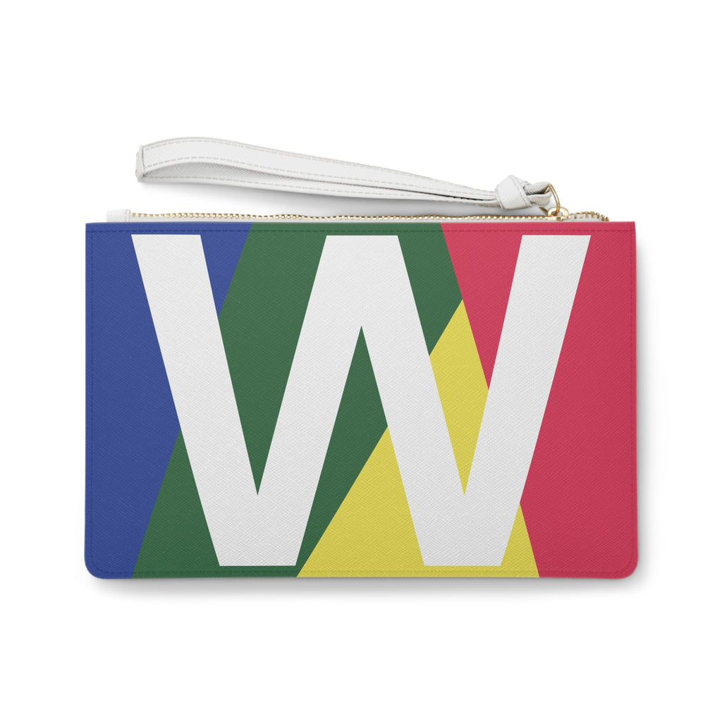 Monogram 'W' Colorblock Clutch Bag — Bold Geometric Wristlet for Everyday & Gifts