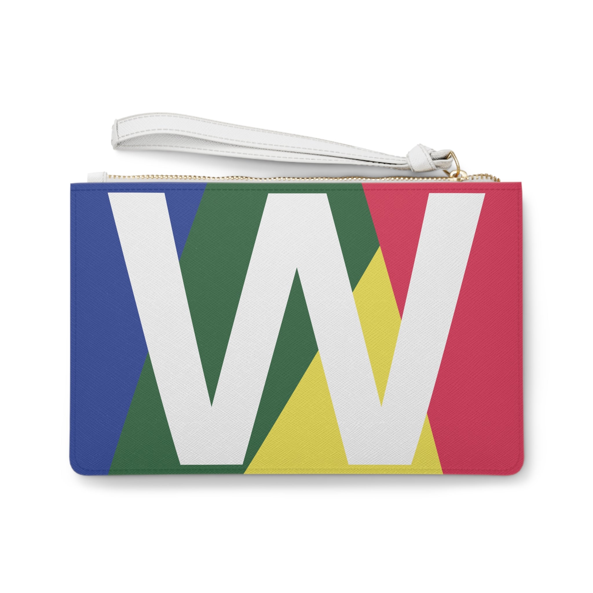 Monogram 'W' Colorblock Clutch Bag — Bold Geometric Wristlet for Everyday & Gifts