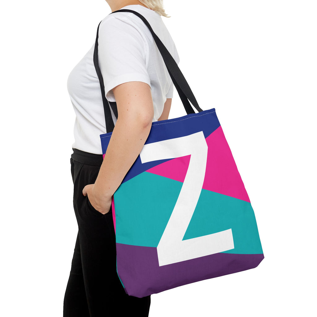 Monogram 'Z' Colorblock Tote Bag — Personalized Initial Z Shoulder Tote