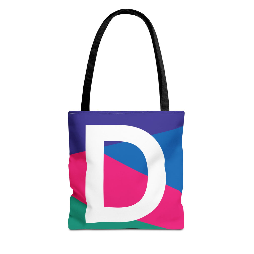 Monogram 'D' Colorblock Tote Bag — Personalized Initial D Shoulder Tote