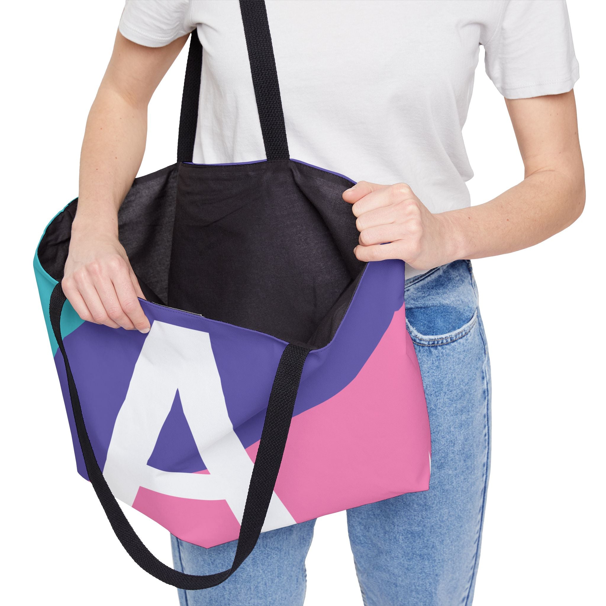 Personalized 'A' Colorblock Tote Bag — Monogram Weekender Tote