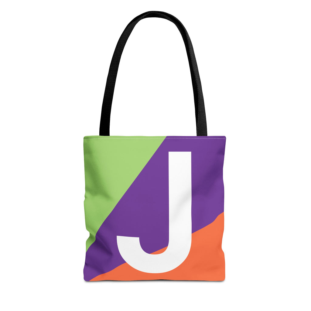Monogram 'J' Colorblock Tote Bag — Personalized Initial J Shoulder Tote