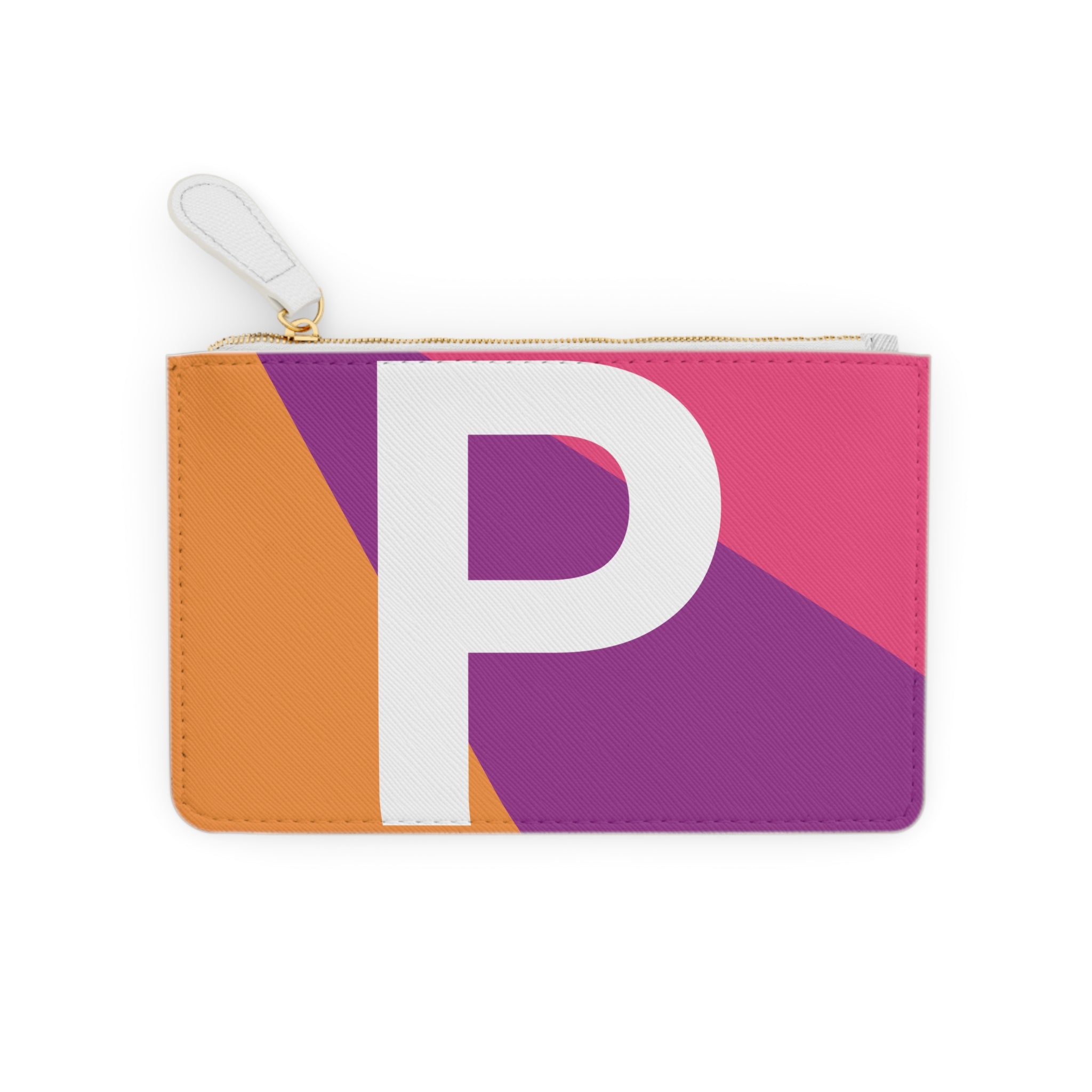 Initial P Mini Clutch — Colorblock Monogram Wristlet Wallet