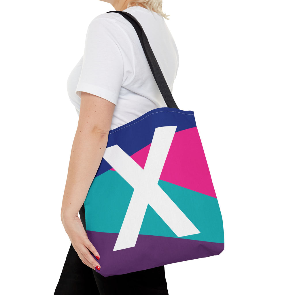Monogram 'X' Colorblock Tote Bag — Personalized Initial X Shoulder Tote