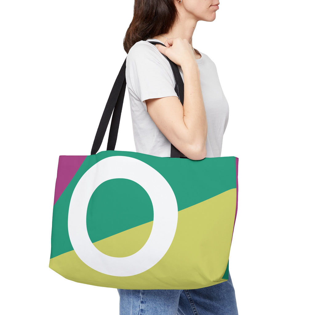 Personalized 'O' Colorblock Tote Bag — Monogram Weekender Tote