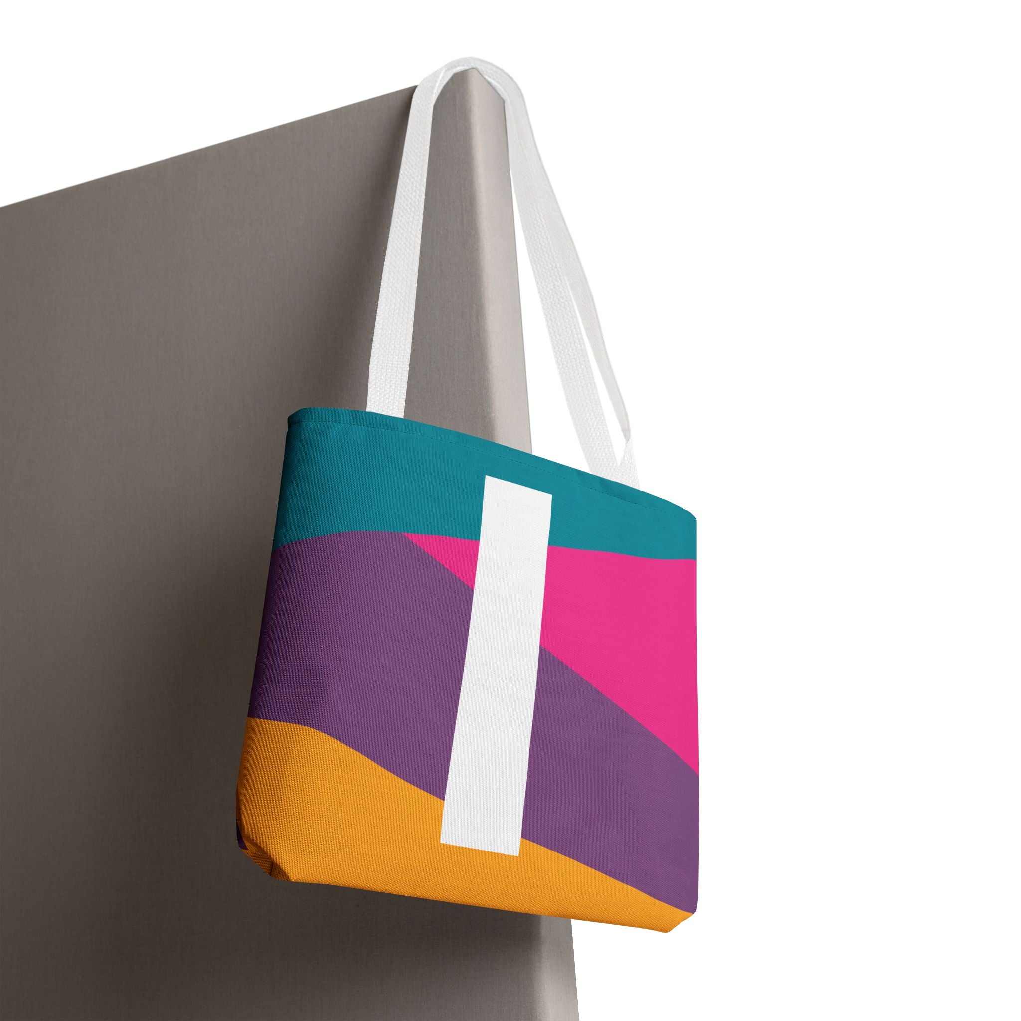 Monogram 'I' Colorblock Tote Bag — Personalized Initial I Shoulder Tote