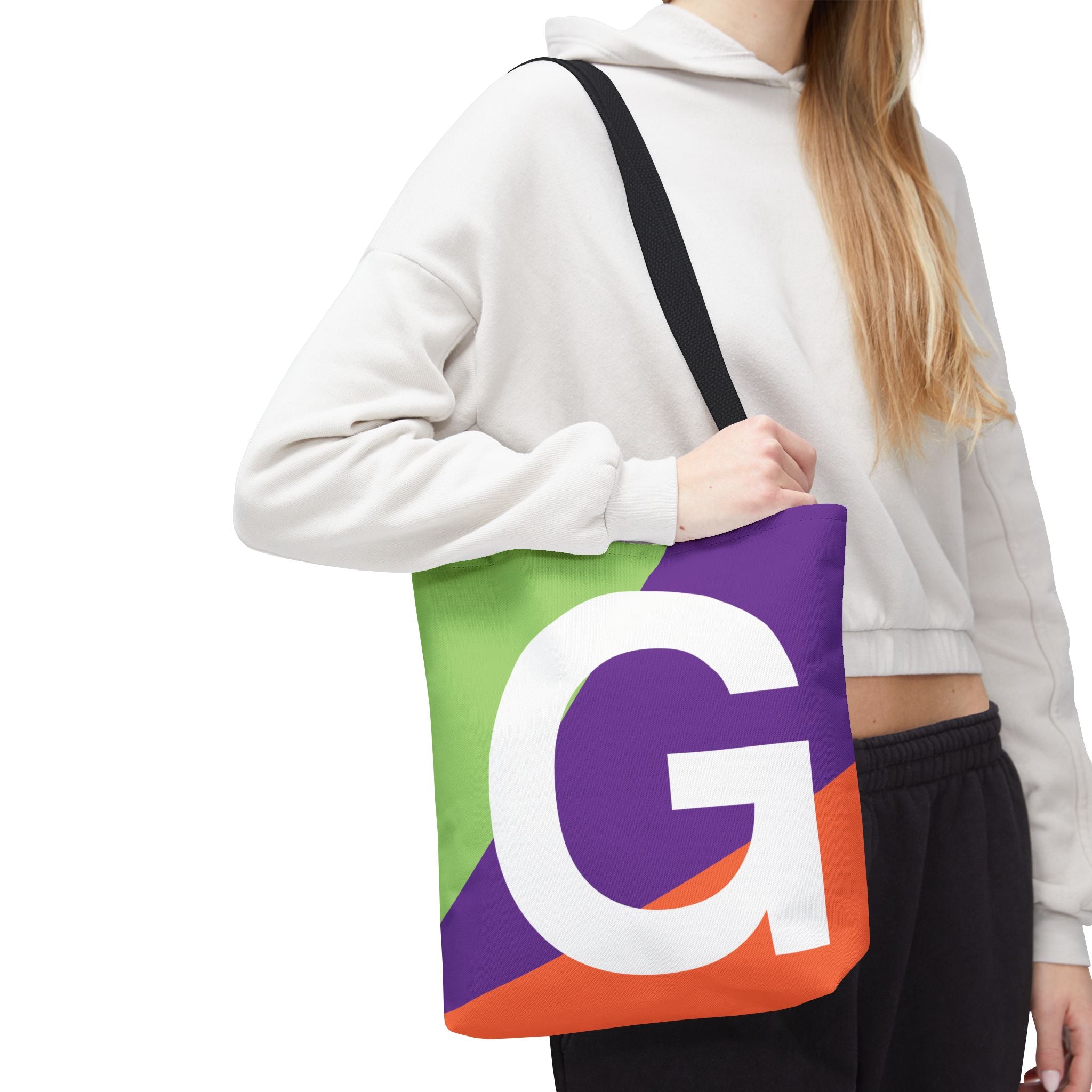 Monogram 'G' Colorblock Tote Bag — Personalized Initial G Shoulder Tote