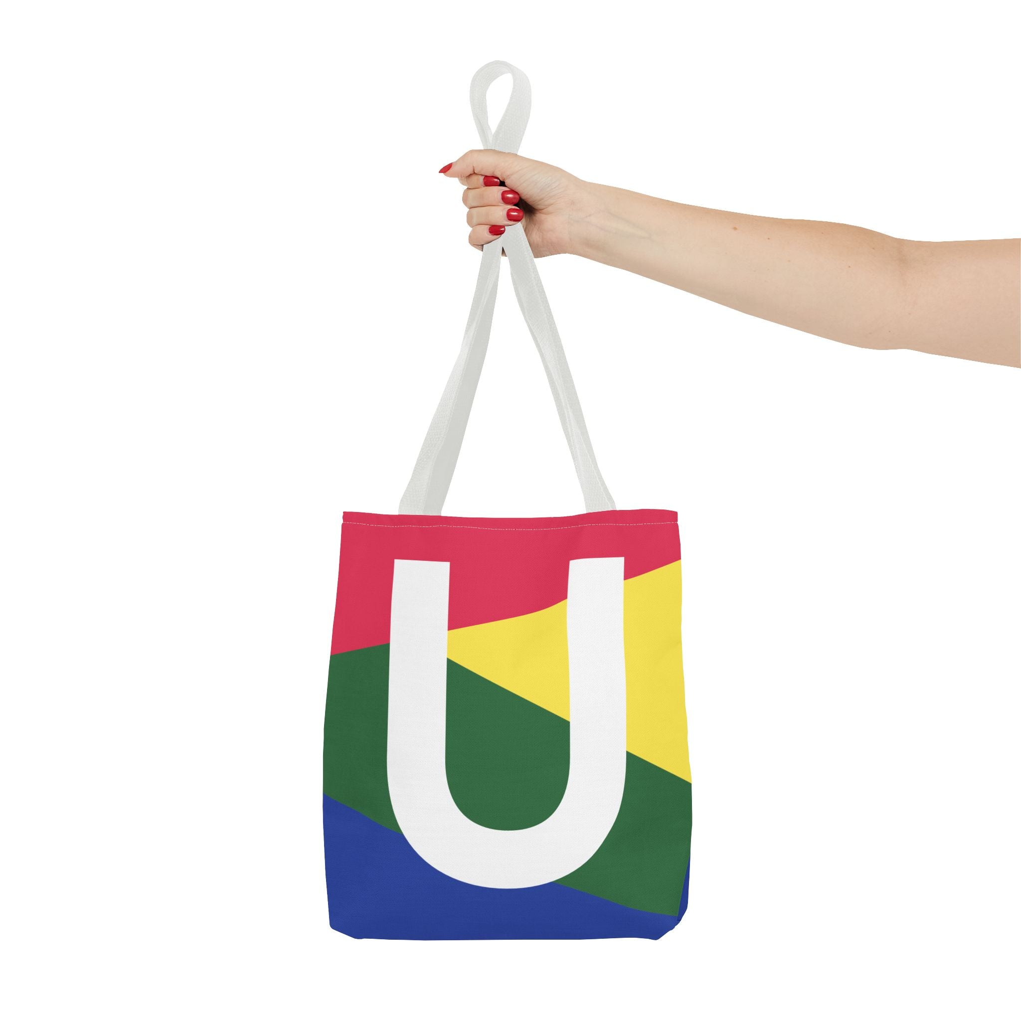 Monogram 'U' Colorblock Tote Bag — Personalized Initial U Shoulder Tote
