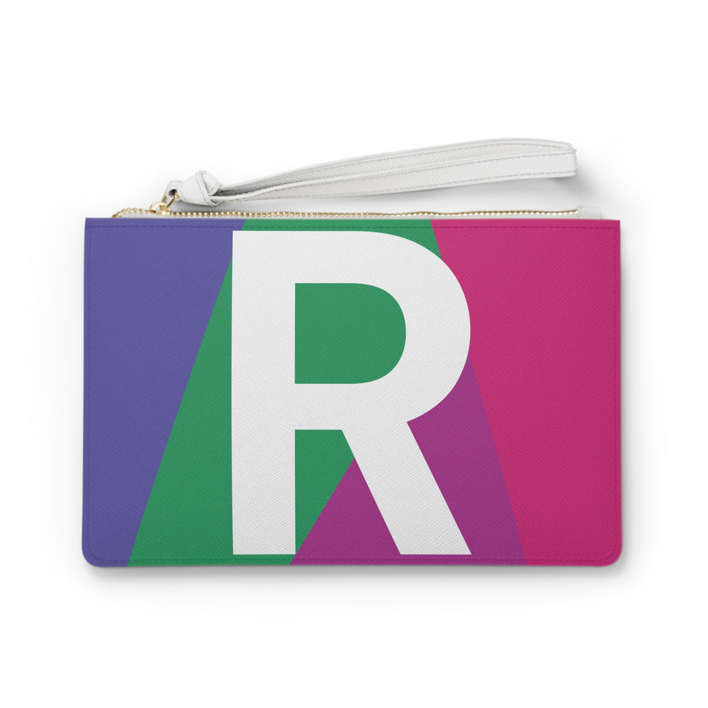 Monogram 'R' Colorblock Clutch Bag — Bold Geometric Wristlet for Everyday & Gifts