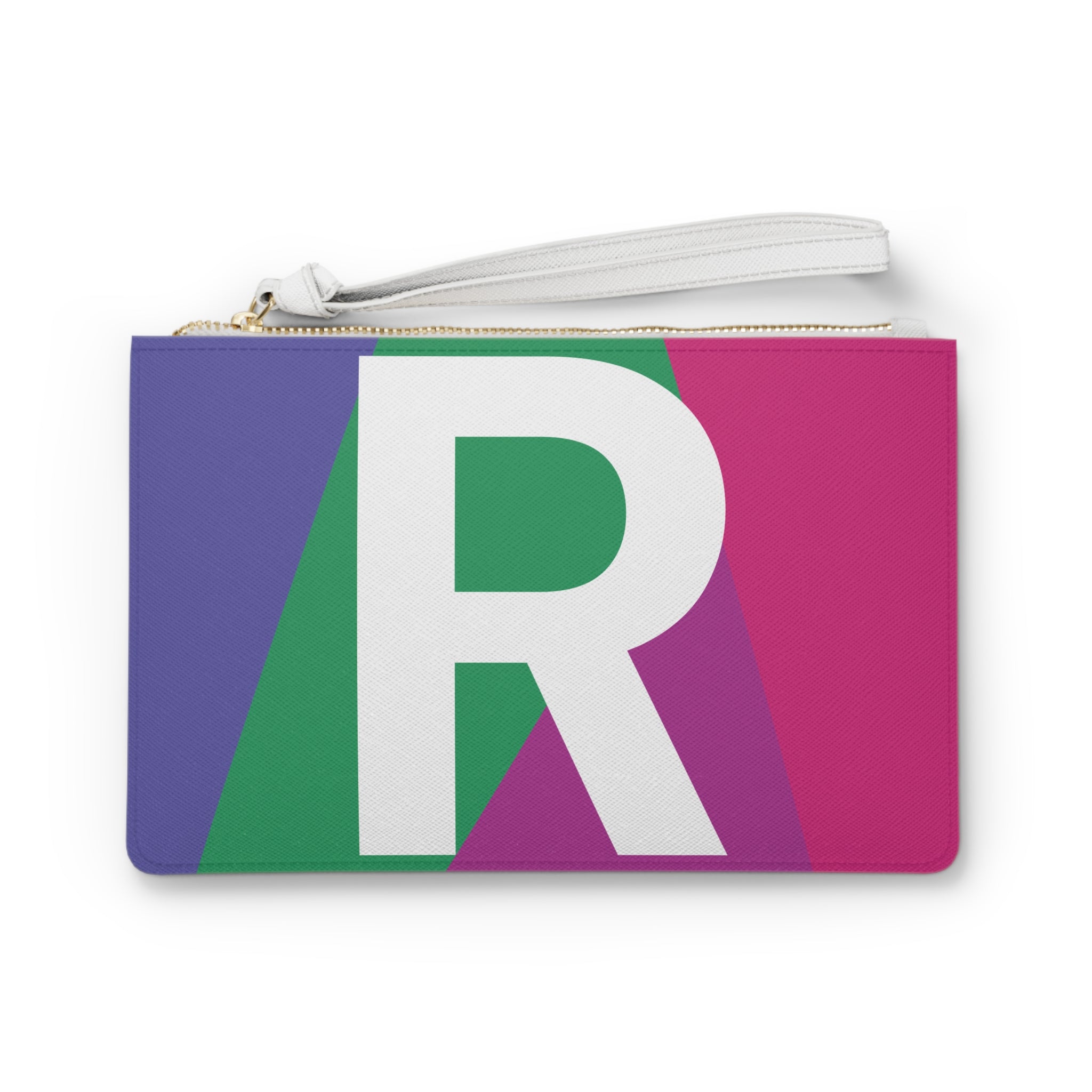 Monogram 'R' Colorblock Clutch Bag — Bold Geometric Wristlet for Everyday & Gifts