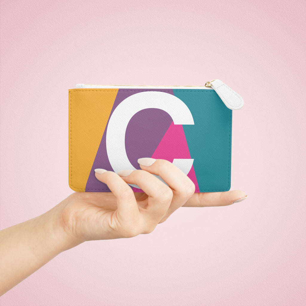 Initial C Mini Clutch — Colorblock Monogram Wristlet Wallet