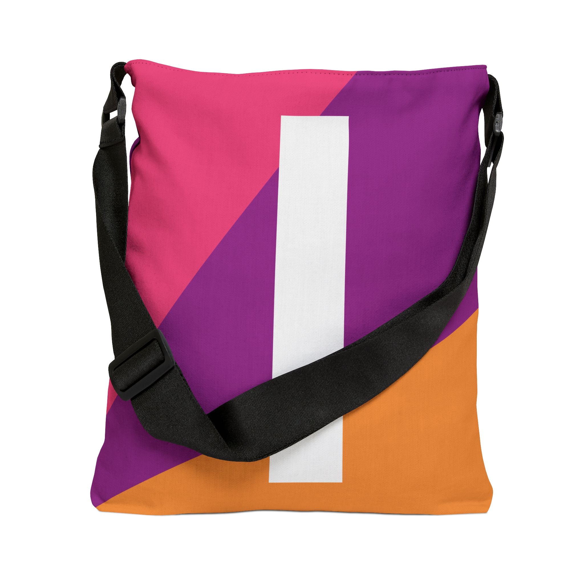 Initial Letter 'I' Colorblock Adjustable Tote Bag — Monogram Alphabet Shoulder Bag