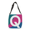 Initial Letter 'Q' Colorblock Adjustable Tote Bag — Monogram Alphabet Shoulder Bag