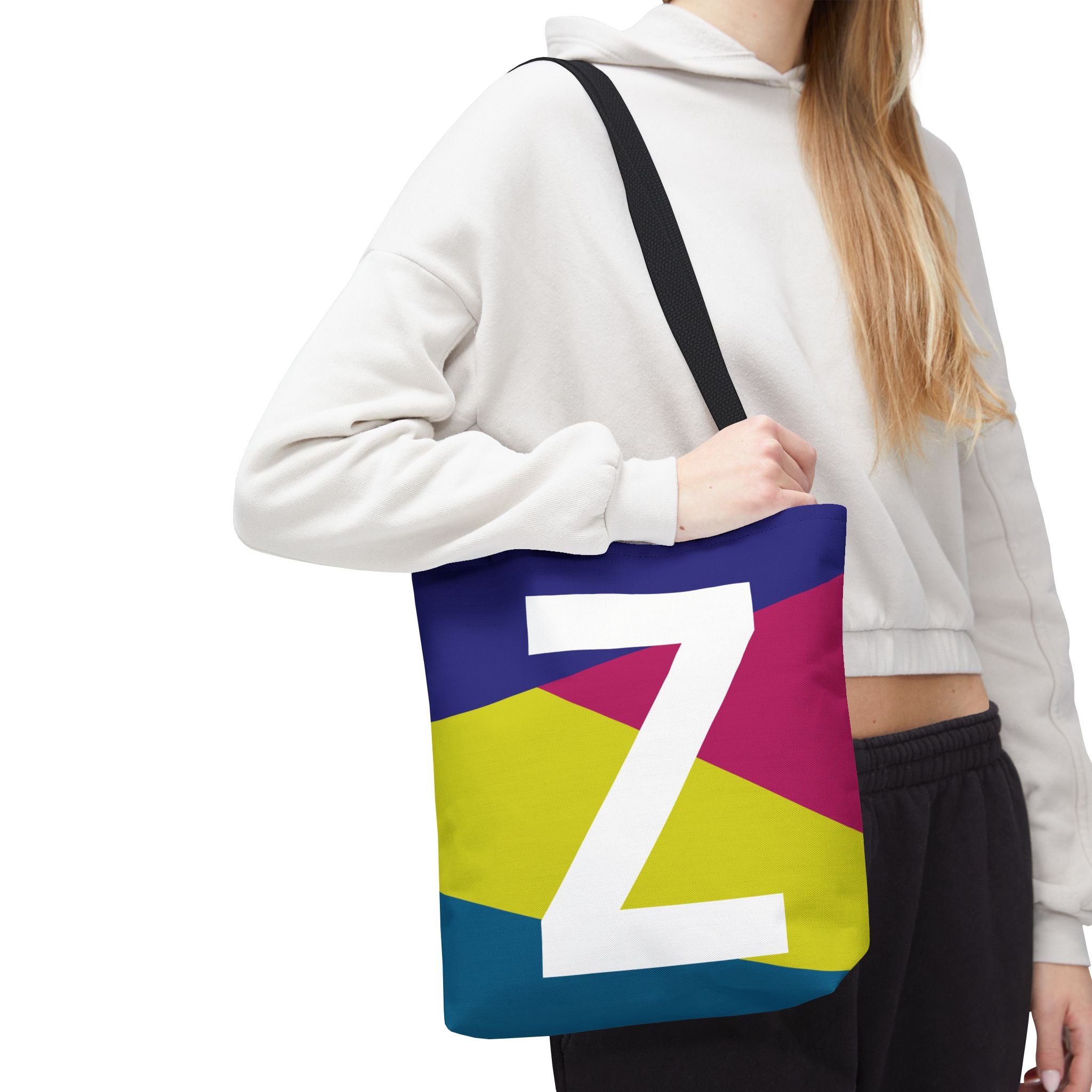 Monogram 'Z' Colorblock Tote Bag — Personalized Initial Z Shoulder Tote