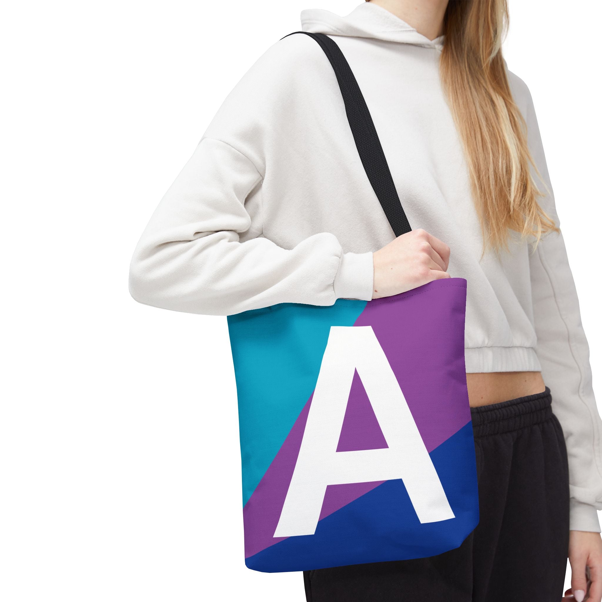 Monogram 'A' Colorblock Tote Bag — Personalized Initial A Shoulder Tote