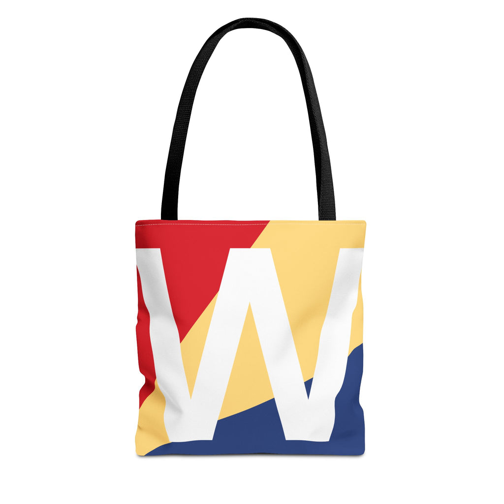 Monogram 'W' Colorblock Tote Bag — Personalized Initial W Shoulder Tote