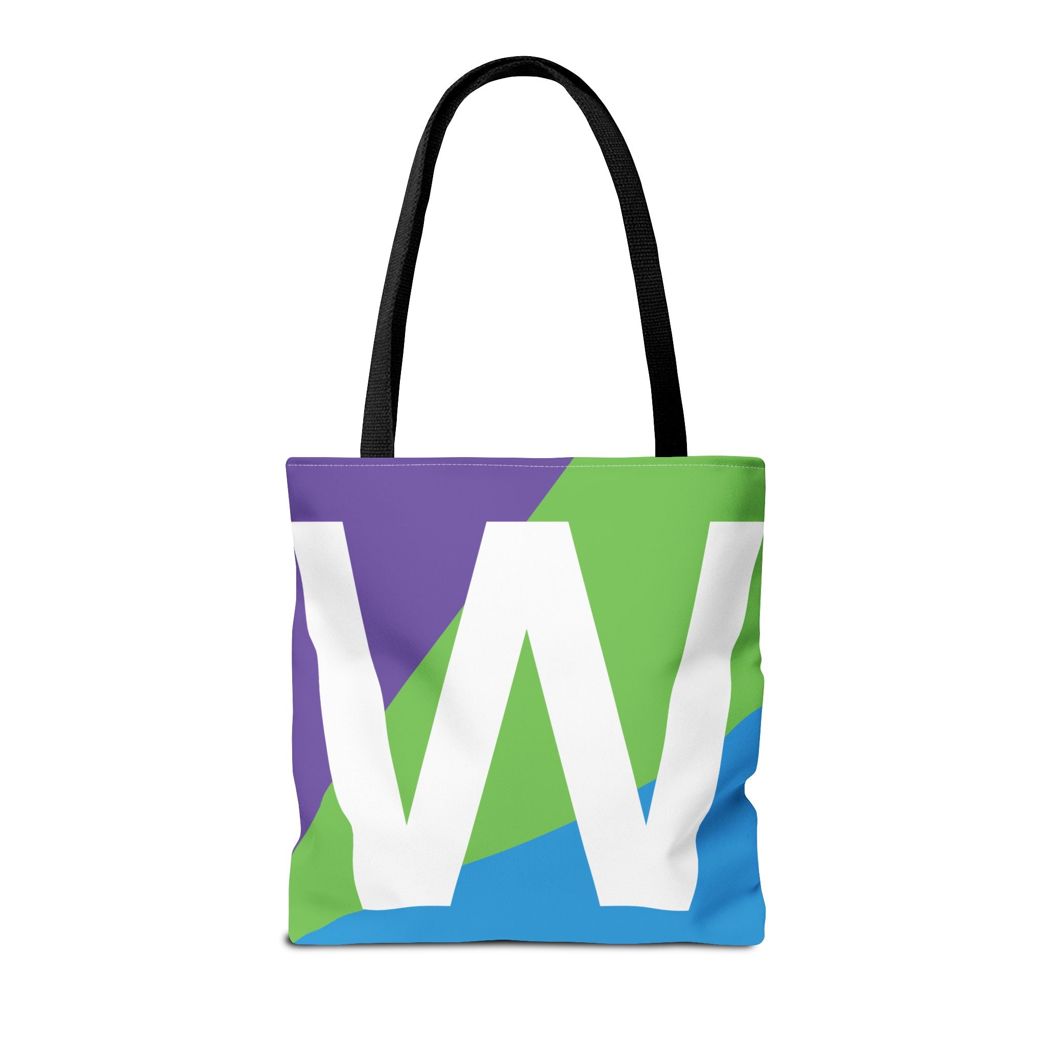 Monogram 'W' Colorblock Tote Bag — Personalized Initial W Shoulder Tote