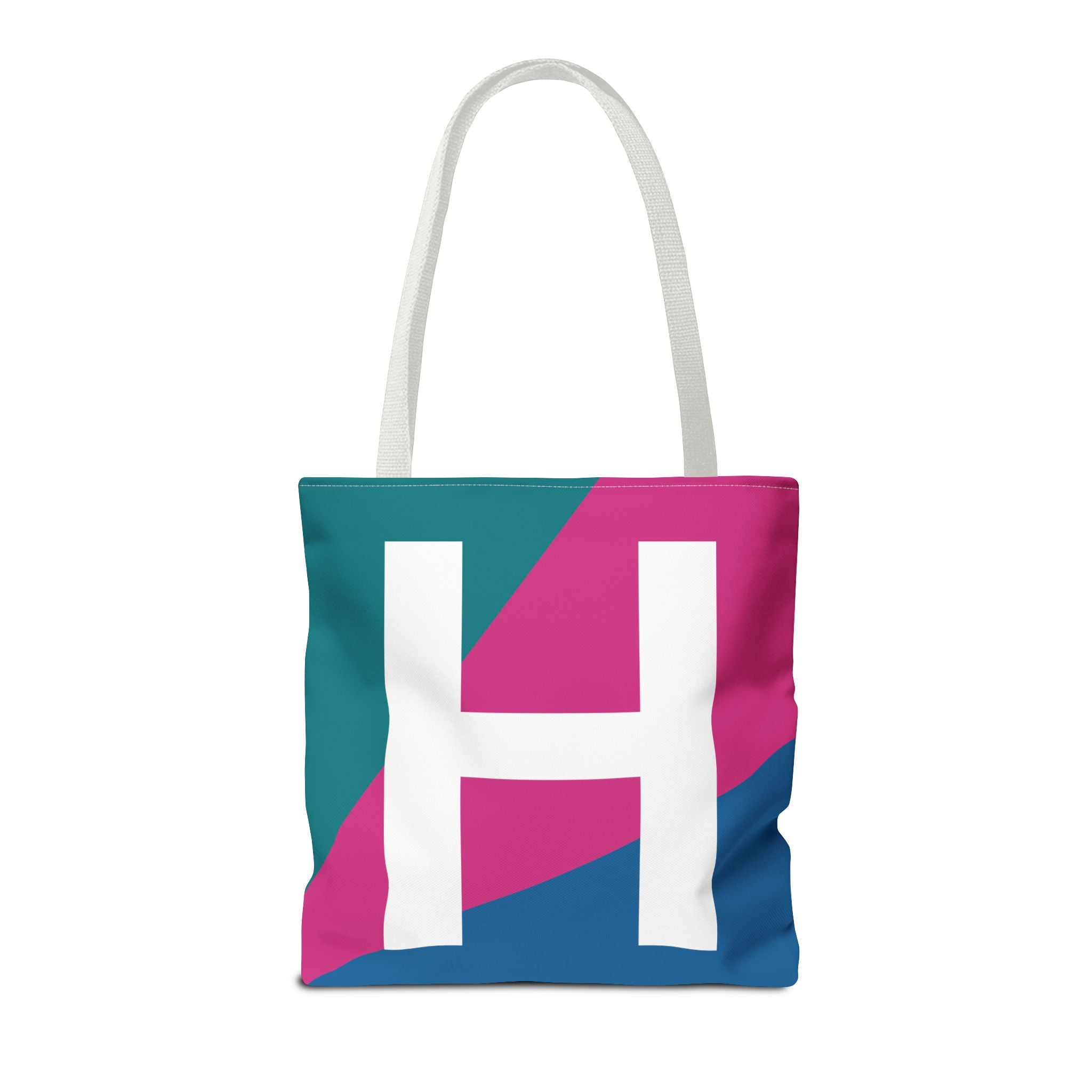 Monogram 'H' Colorblock Tote Bag — Personalized Initial H Shoulder Tote
