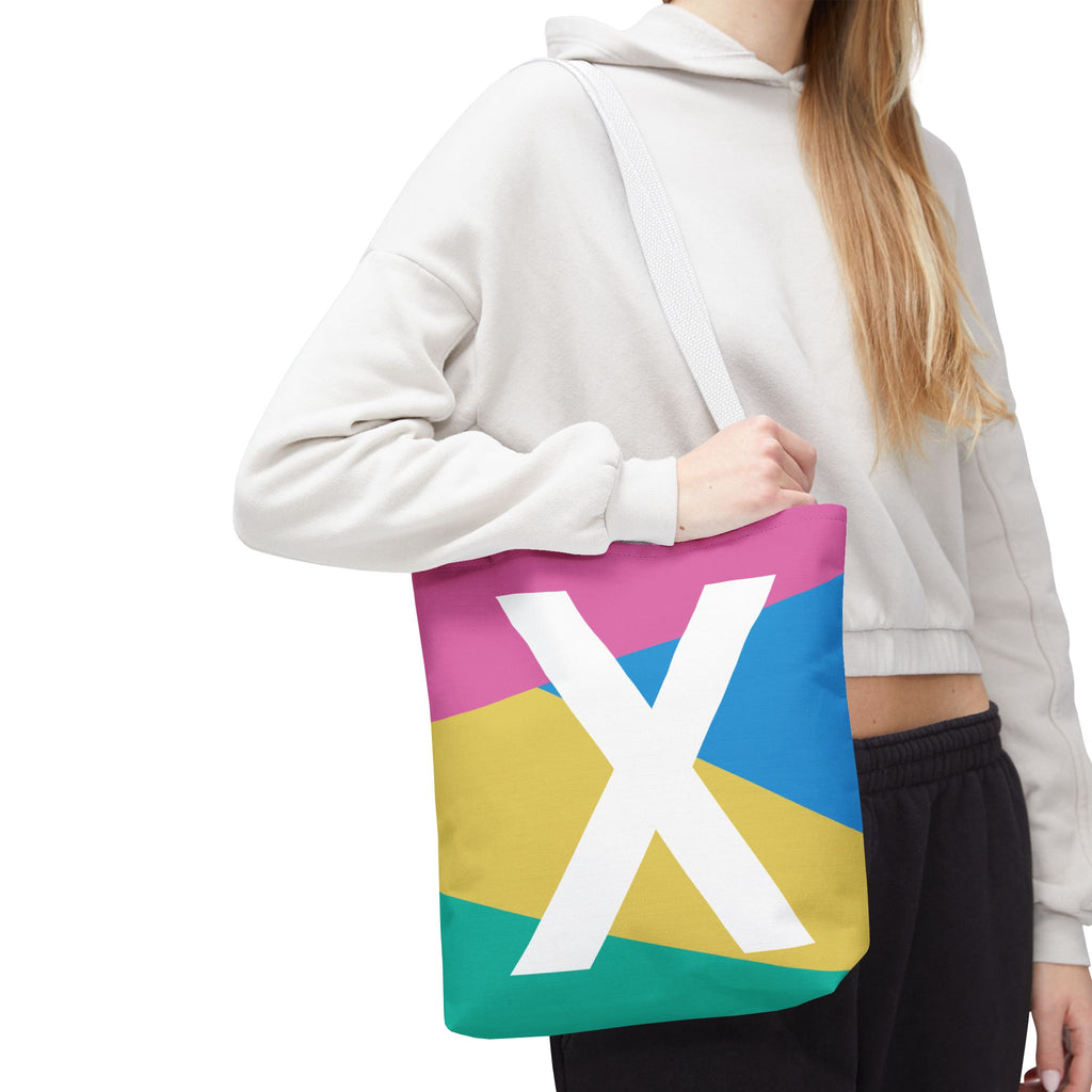 Monogram 'X' Colorblock Tote Bag — Personalized Initial X Shoulder Tote