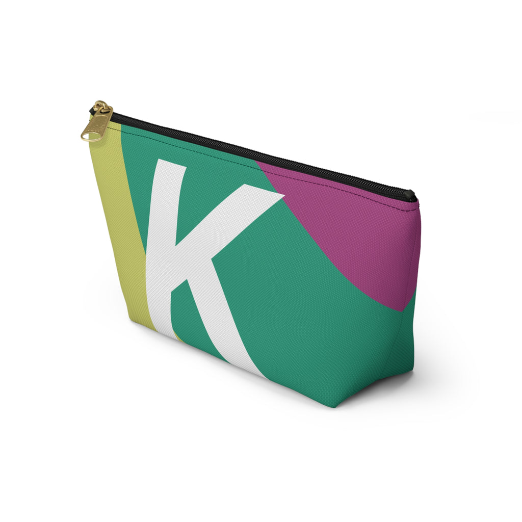 Initials Colorblock Accessory Pouch — Monogram K T-Bottom Cosmetic Bag