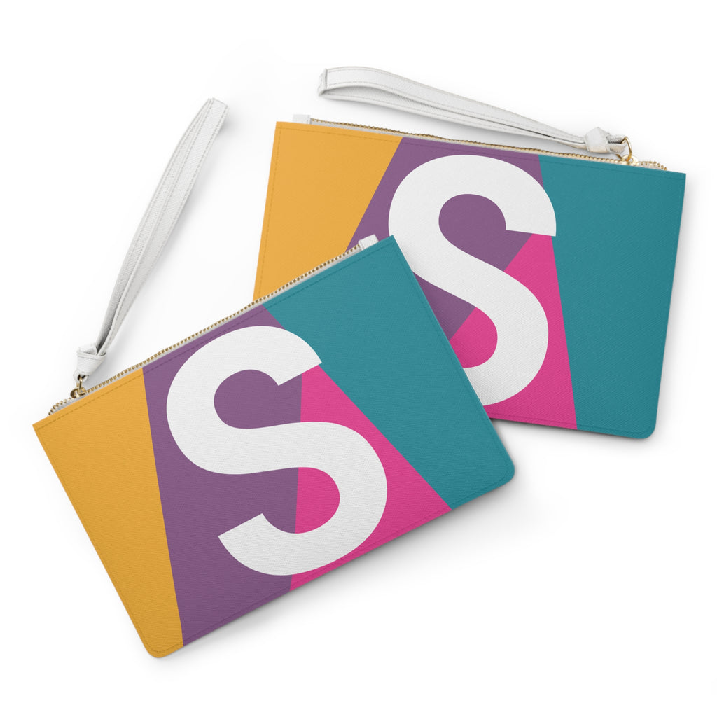 Monogram 'S' Colorblock Clutch Bag — Bold Geometric Wristlet for Everyday & Gifts