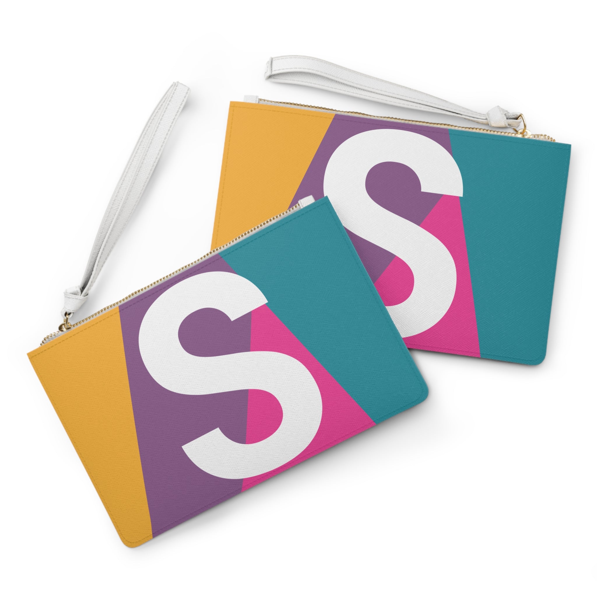 Monogram 'S' Colorblock Clutch Bag — Bold Geometric Wristlet for Everyday & Gifts
