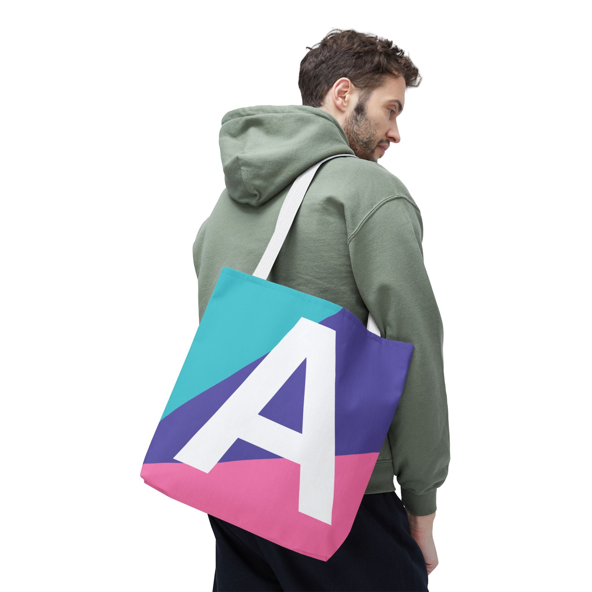 Monogram 'A' Colorblock Tote Bag — Personalized Initial A Shoulder Tote