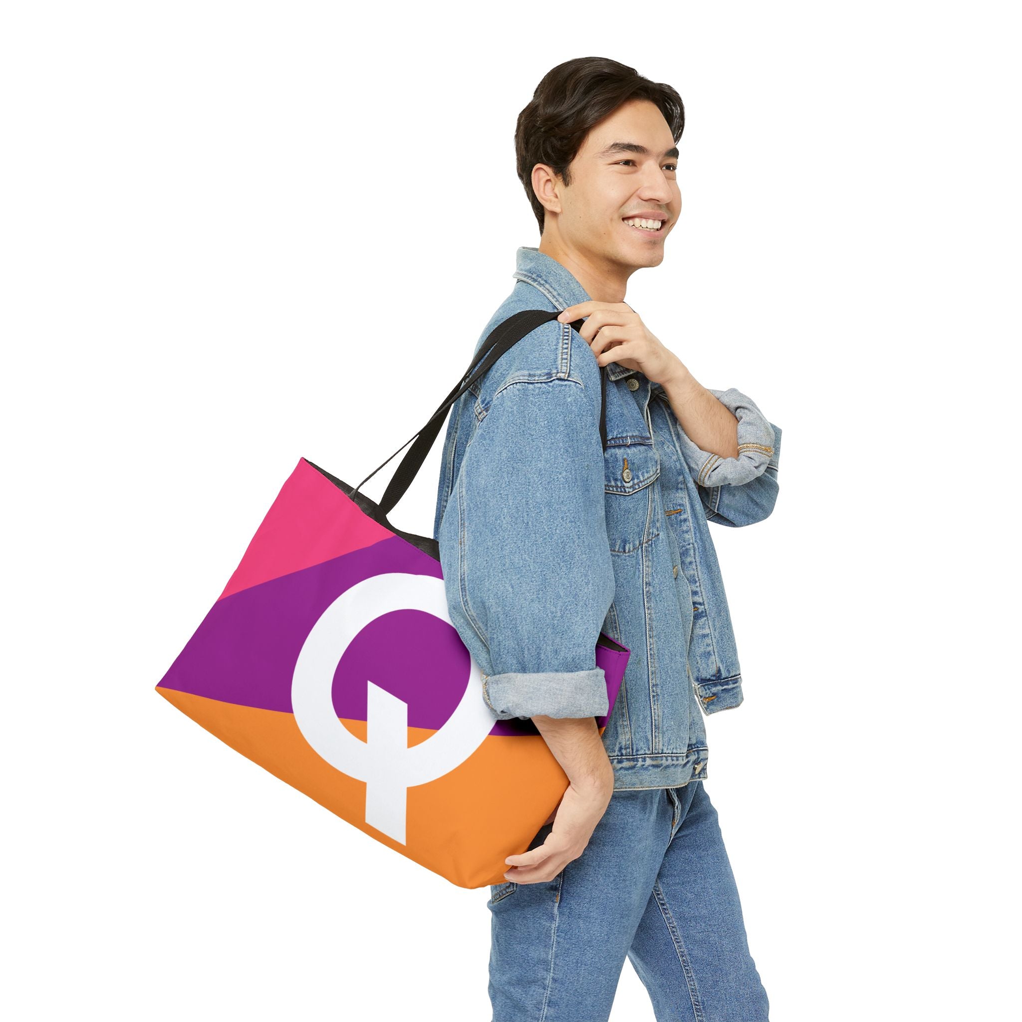 Personalized 'Q' Colorblock Tote Bag — Monogram Weekender Tote