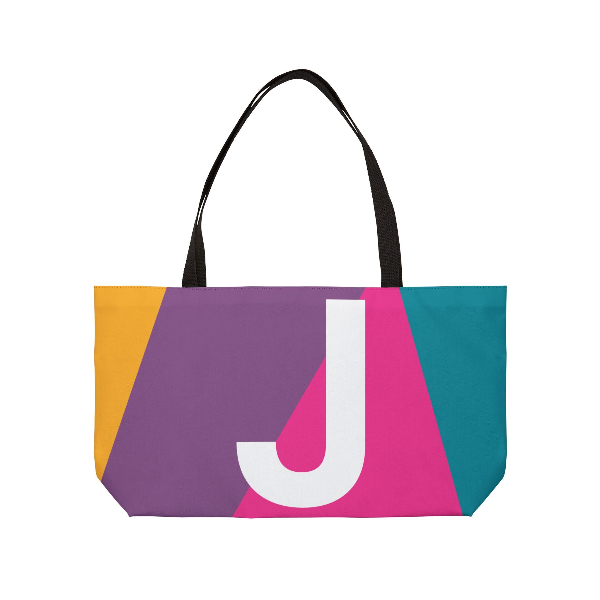 Personalized 'J' Colorblock Tote Bag — Monogram Weekender Tote