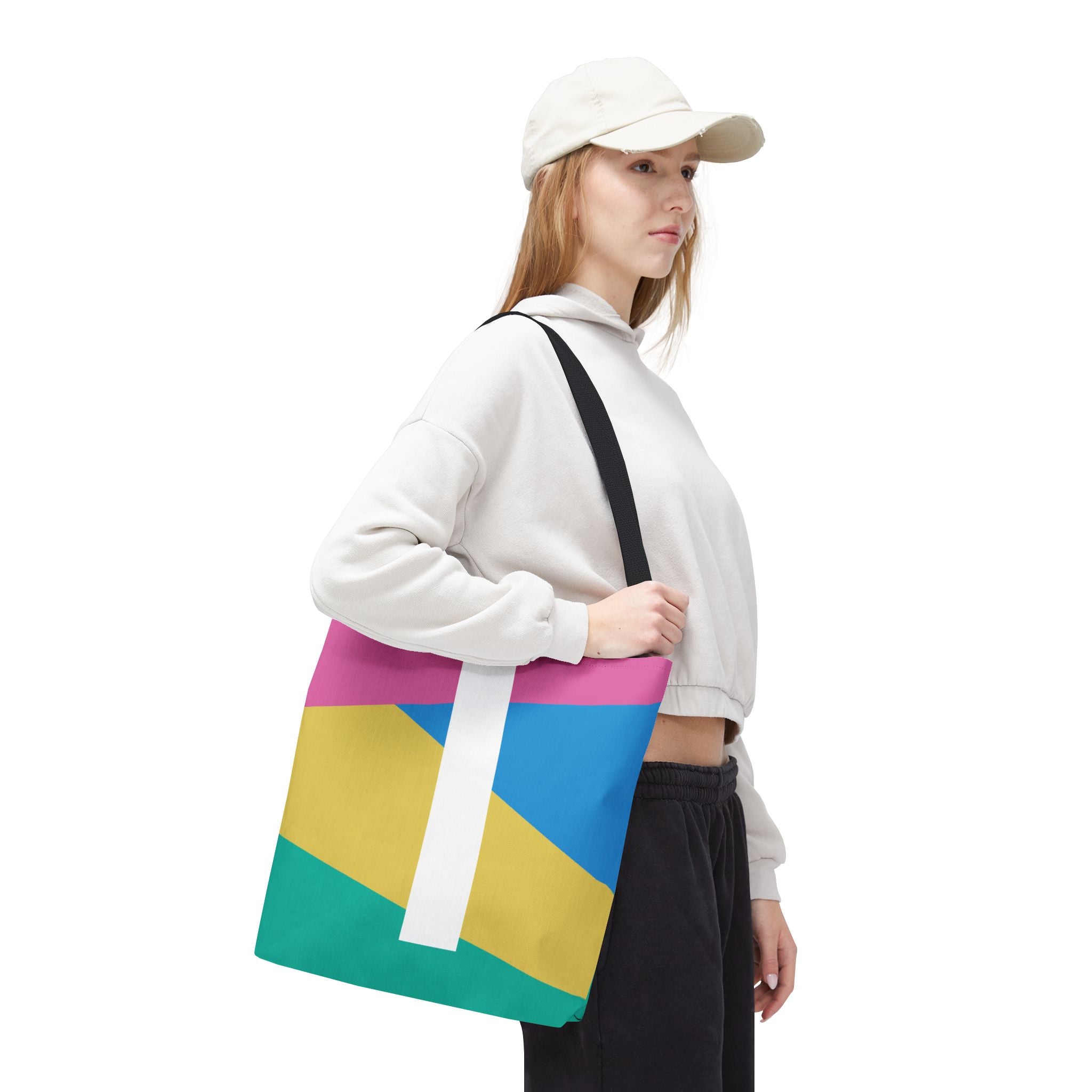Monogram 'I' Colorblock Tote Bag — Personalized Initial I Shoulder Tote