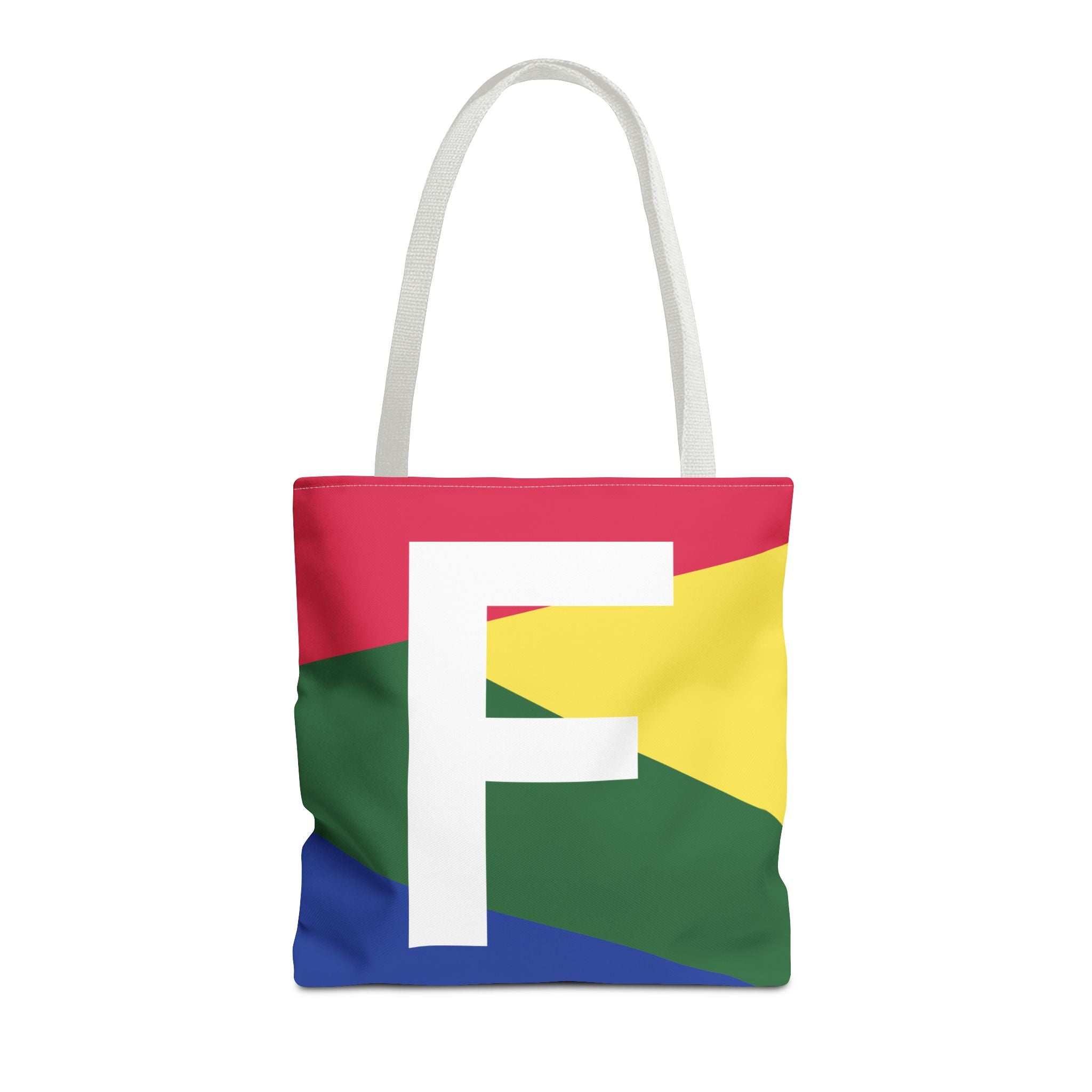 Monogram 'F' Colorblock Tote Bag — Personalized Initial F Shoulder Tote