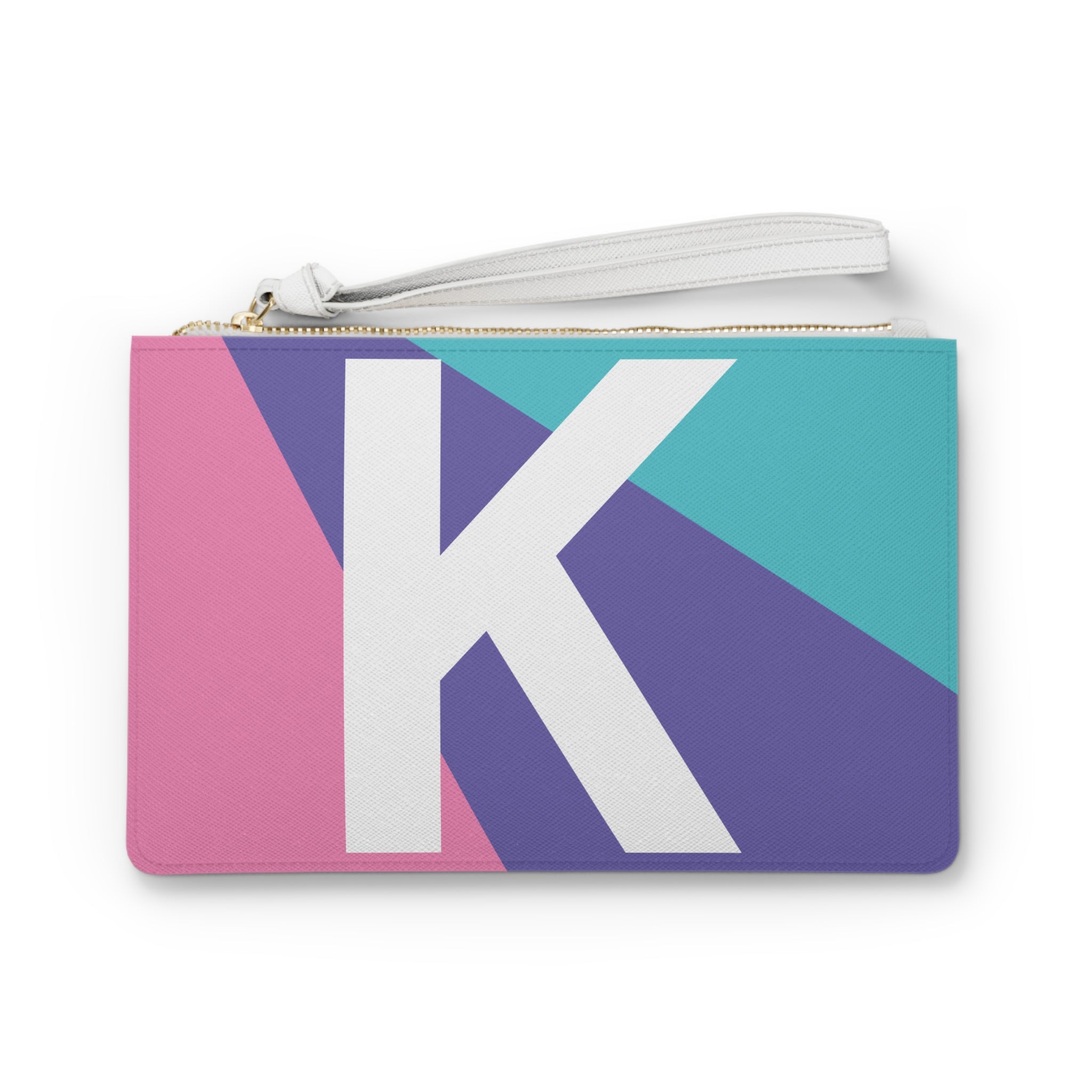 Monogram 'K' Colorblock Clutch Bag — Bold Geometric Wristlet for Everyday & Gifts