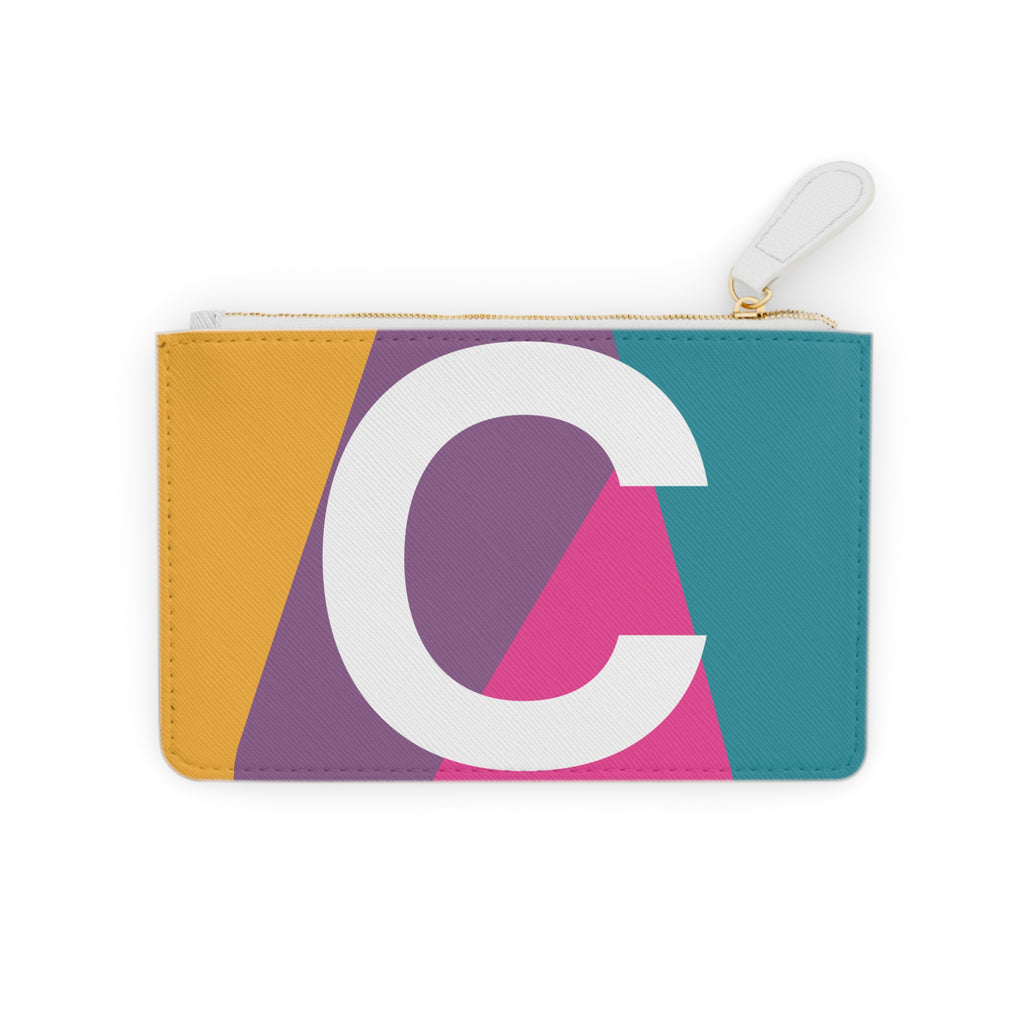 Initial C Mini Clutch — Colorblock Monogram Wristlet Wallet