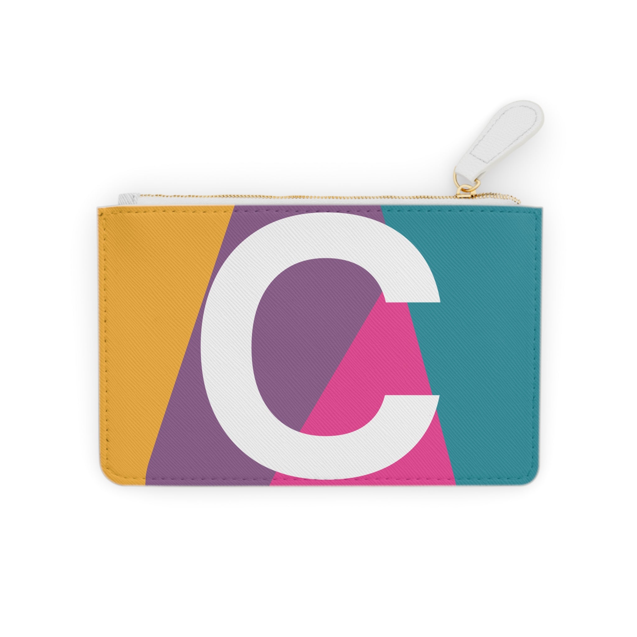 Initial C Mini Clutch — Colorblock Monogram Wristlet Wallet
