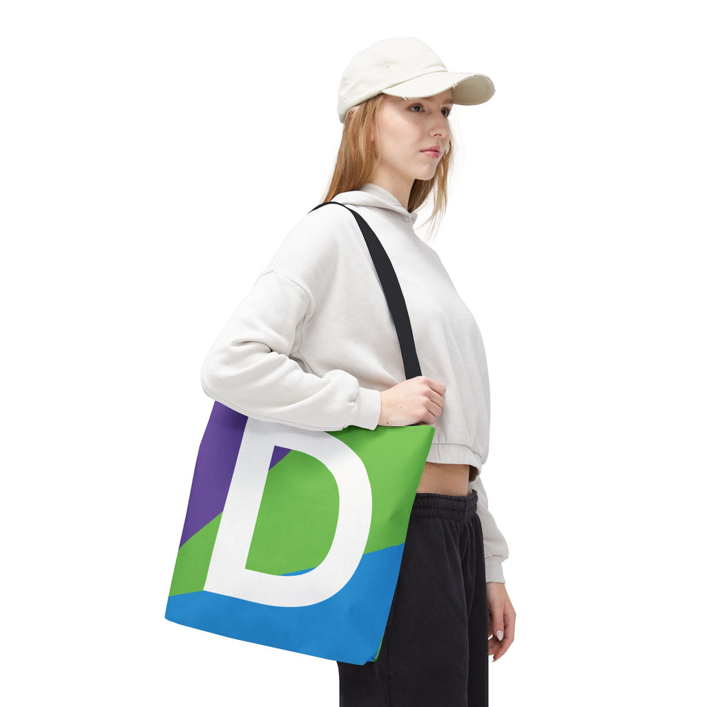 Monogram 'D' Colorblock Tote Bag — Personalized Initial D Shoulder Tote